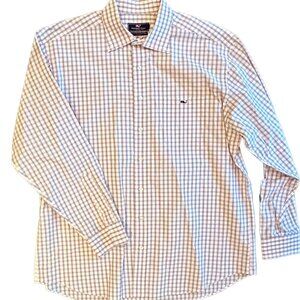 Vineyard Vines Men's XL Classic Fit Tucker Shirt - Pink & Blue Plaid 100% Cotton